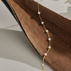 Dainty Silver Plated Round Freshwater Pearl Bracelet